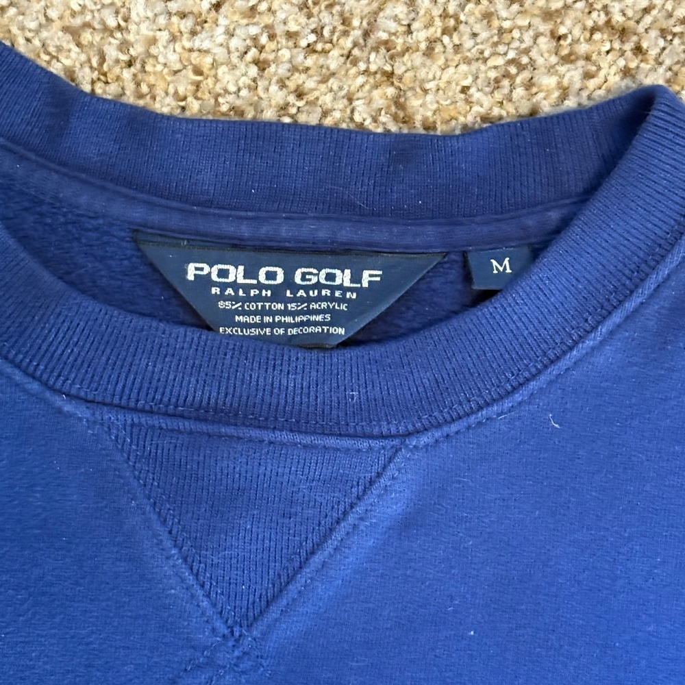 Polo Ralph Lauren Golf Men's Crewneck M Sweatshirt Sweater Blue White Medium - Picture 5 of 9